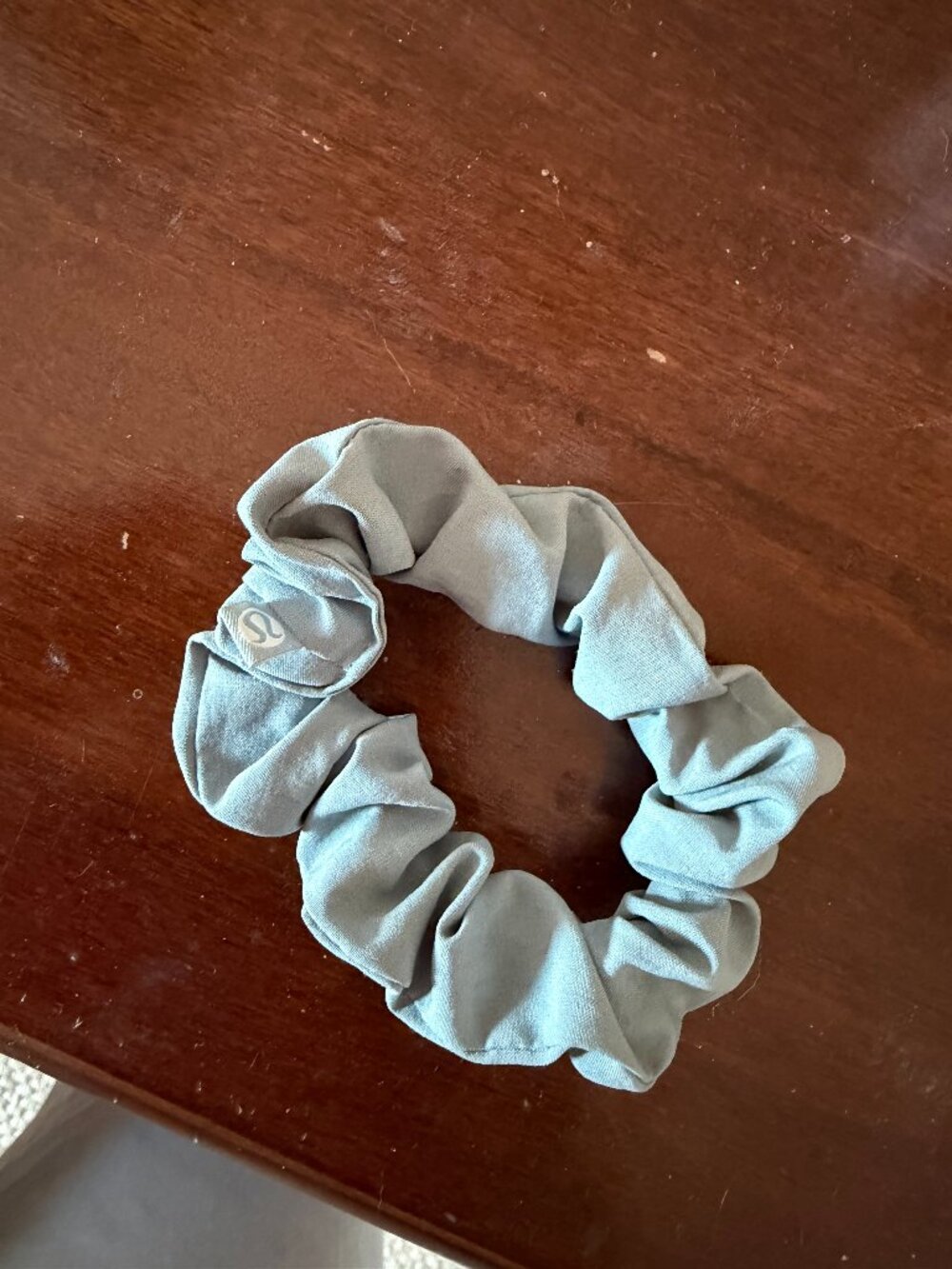 Blue-gray lululemon scrunchie
